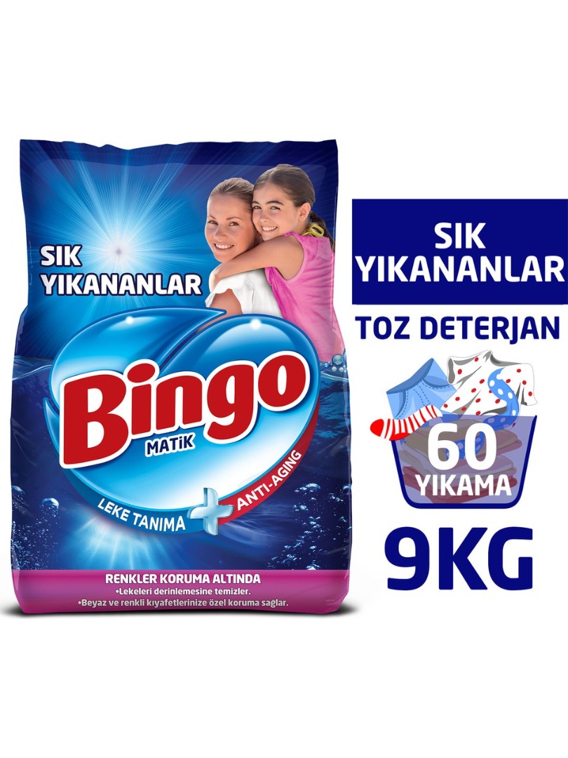 Bingo Toz Çamaşır Deterjanı Sık Yıkananlar 9 Kg