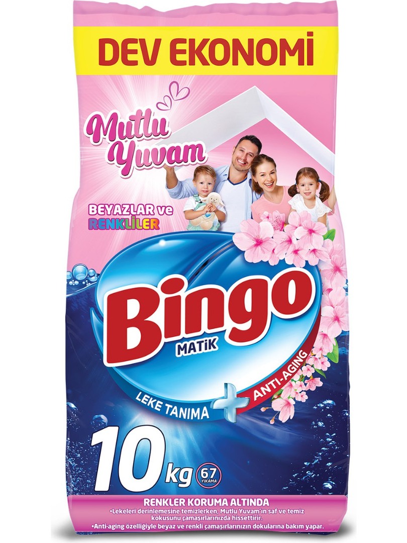 Bingo Matik Mutlu Yuvam 10 kg Toz Deterjan - Renkliler ve Beyazlar