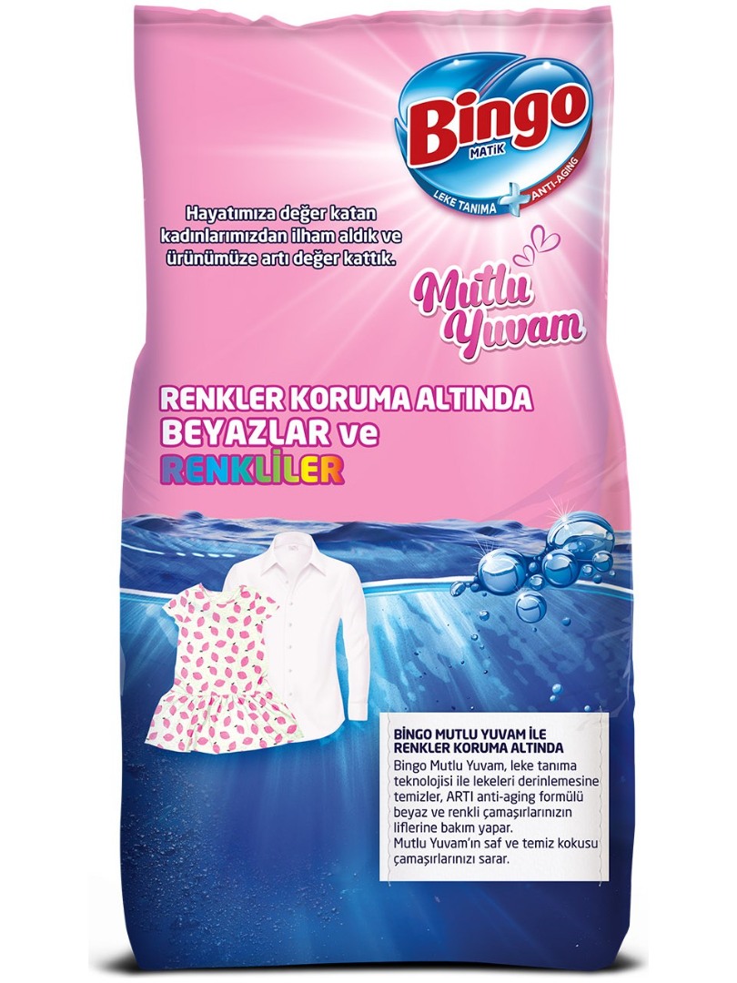 Bingo Matik Mutlu Yuvam Renkliler ve Beyazlar Toz Çamaşır Deterjanı 10 kg