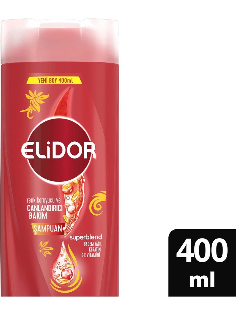 Elidor Superblend Saç Bakım Şampuanı Renk Koruyucu ve Canlandırıcı Bakım Badem Yağı Keratin E Vitamini 400 ml