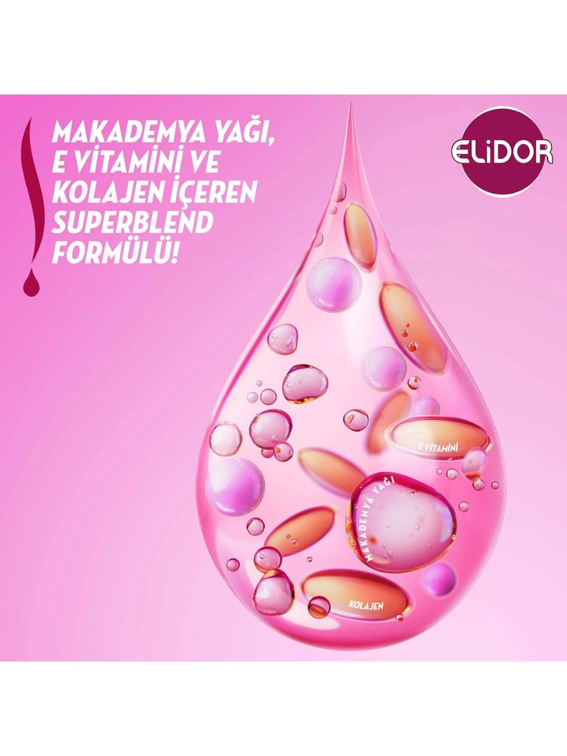 Elidor Superblend 2'si 1 Arada Şampuan ve Saç Bakım Kremi Güçlü ve Parlak E Vitamini Makademya Yağı 400 ml