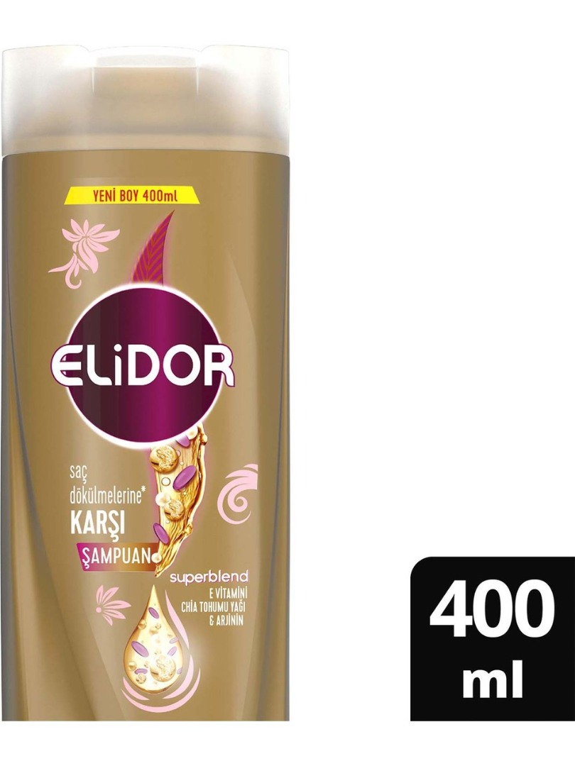 Elidor Superblend Saç Bakım Şampuanı Saç Dökülmelerine Karşı E Vitamini Chia Tohumu Yağı Arjinin 400 ml