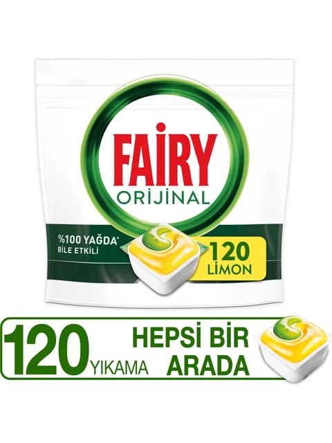 Fairy Bulaşık Deterjanı Tableti - Limon Kokulu 120 Yıkama