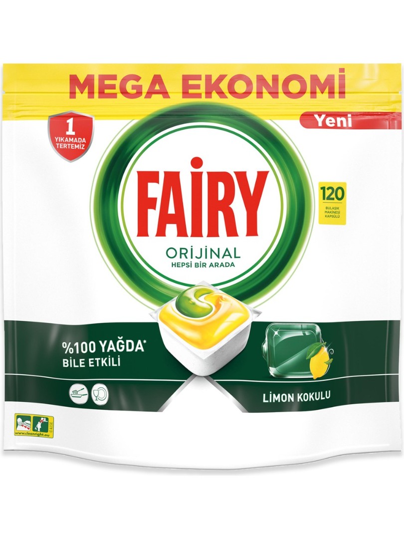 Fairy Bulaşık Deterjanı Tableti - Limon Kokulu 120 Yıkama