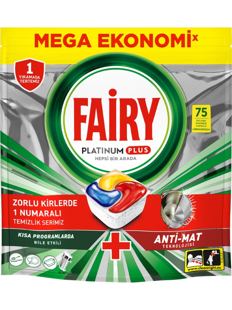 Fairy Platinum Plus Bulaşık Deterjanı Tableti 75 Yıkama