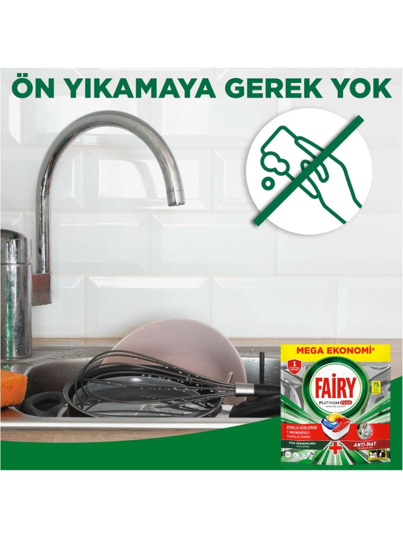 Fairy Platinum Plus Bulaşık Makinesi Deterjanı Tableti / Kapsülü 75 Yıkama