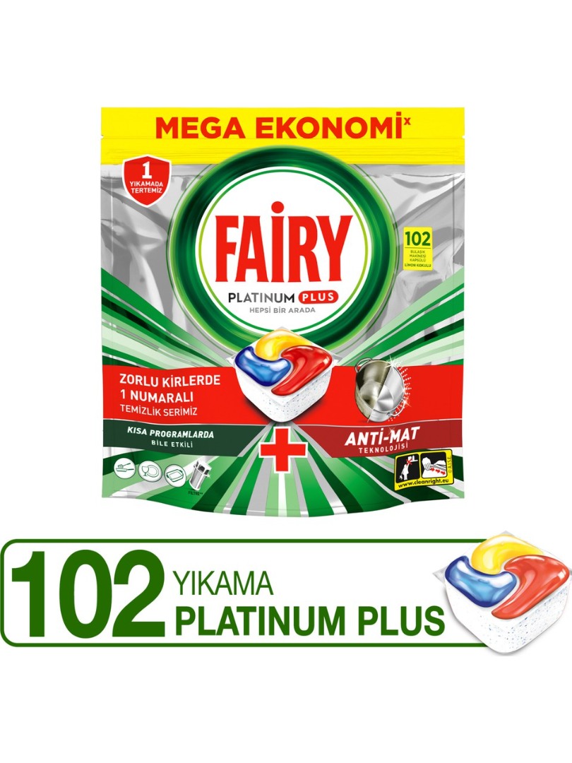 Fairy Platinum Plus Bulaşık Makinesi Deterjanı 102’li