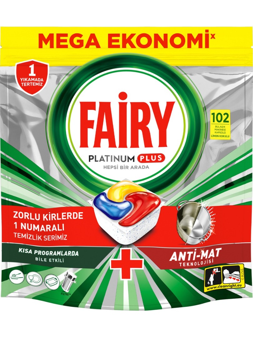 Fairy Platinum Plus Bulaşık Makinesi Deterjanı 102’li