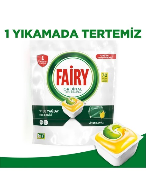 Fairy Hepsi Bir Arada Limon Kokulu Deterjanı 70 Tablet