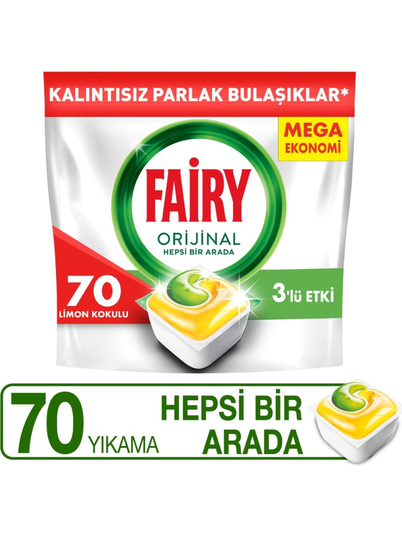 Fairy Hepsi Bir Arada Limon Kokulu Deterjanı 70 Tablet