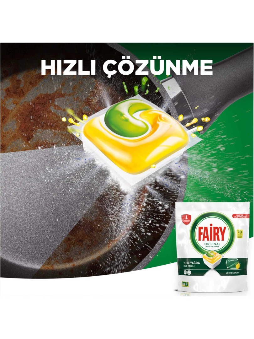 Fairy Hepsi Bir Arada Bulaşık Makinesi Deterjanı Tableti / Kapsülü Limon Kokulu 70 Yıkama