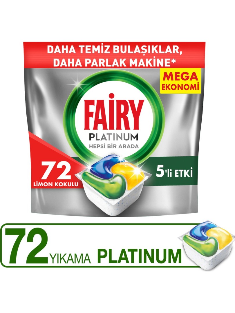 Fairy Platinum Limon Kokulu Bulaşık Tableti 72 Yıkama