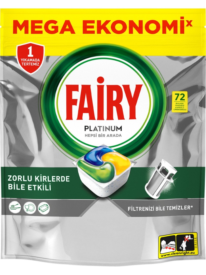 Fairy Platinum Limon Kokulu Bulaşık Tableti 72 Yıkama