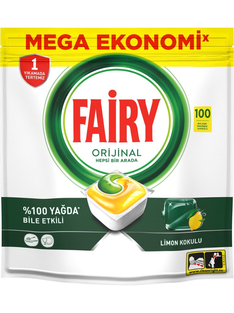 Fairy Hepsi Bir Arada 100 Yıkama Bulaşık Makinesi Deterjanı Tableti / Kapsülü Limon Kokulu