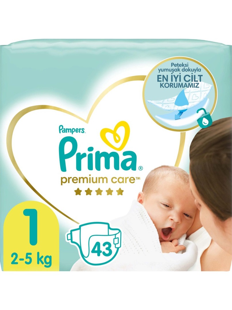 Prima Bebek Bezi Premium Care 1 Beden - Ekonomi Paketi 43 Adet