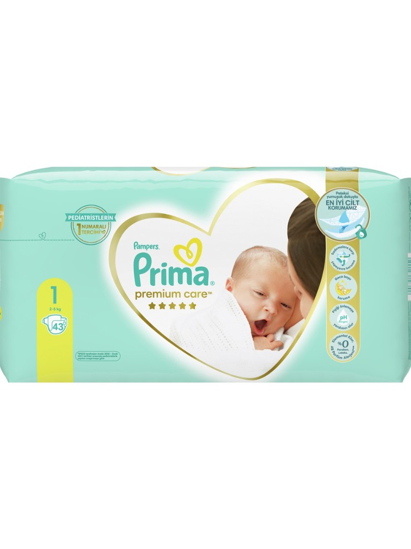 Prima Bebek Bezi Premium Care 1 Beden - Ekonomi Paketi 43 Adet