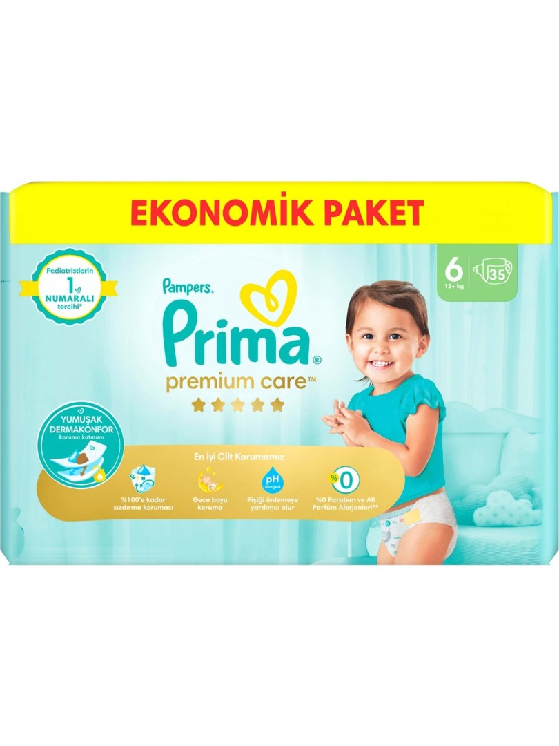 Prima Bebek Bezi Premium Care 6 Numara Ekonomik Paket 35 Adet