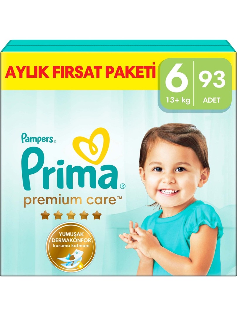 Prima Bebek Bezi Premium Care 6 Numara - Aylık Fırsat Paketi 93'lü