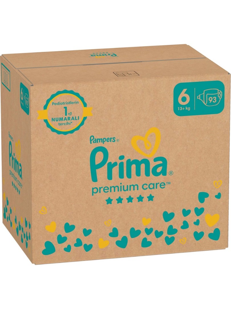 Prima Bebek Bezi Premium Care 6 Numara - Aylık Fırsat Paketi 93'lü