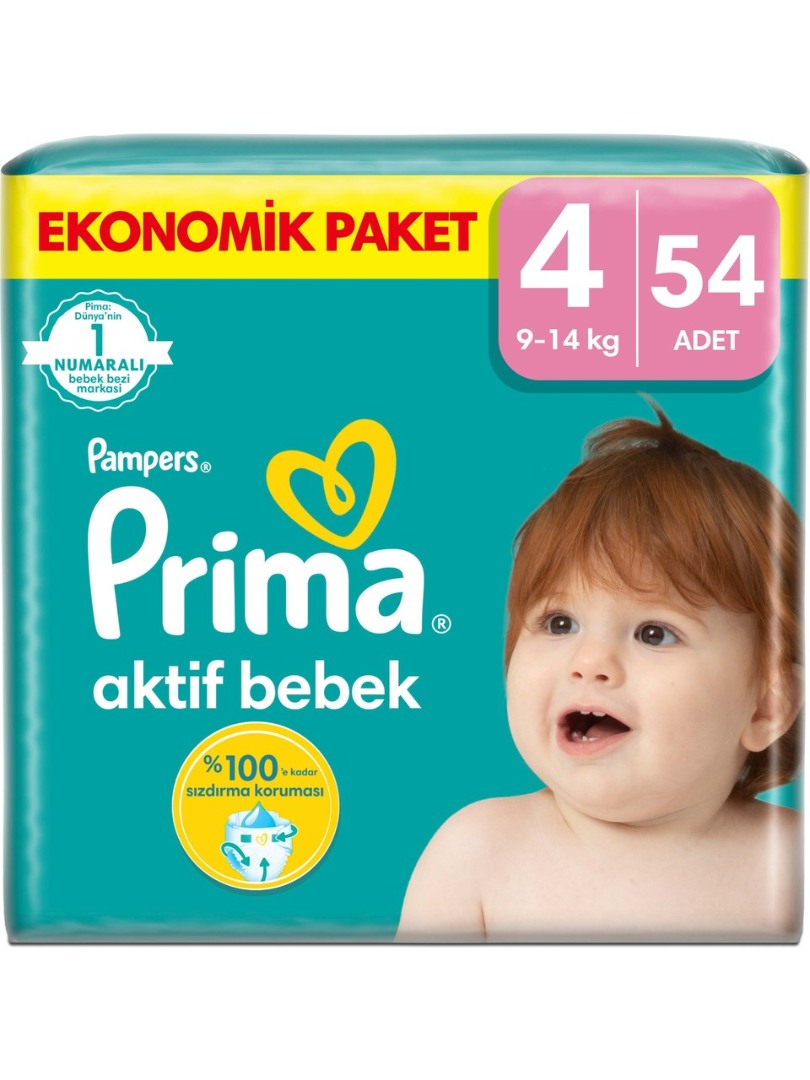 Prima Bebek Bezi Aktif Bebek 4 Beden 54 Adet Fırsat Paketi