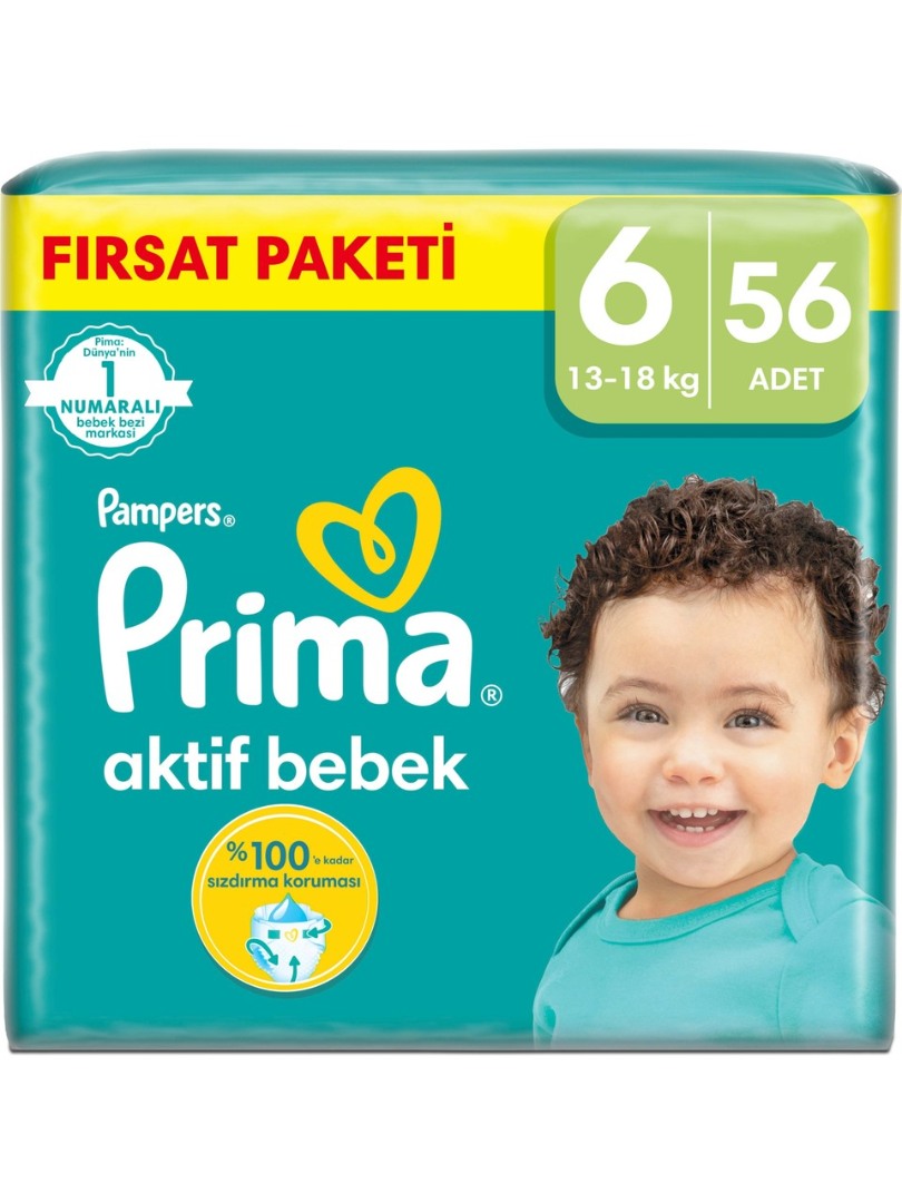 Prima Bebek Bezi Aktif Bebek 6 Beden 56 Adet Mega Paket