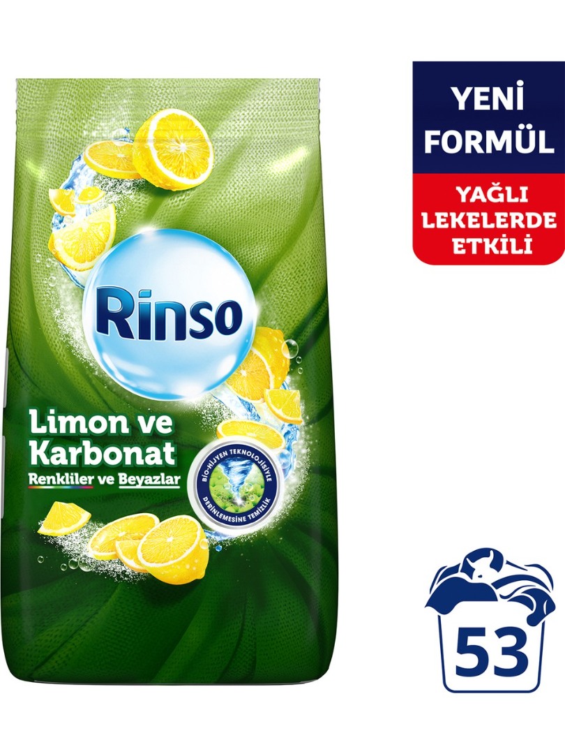 Rinso Toz Çamaşır Deterjanı Limon ve Karbonat Renkliler ve Beyazlar İçin 8 KG