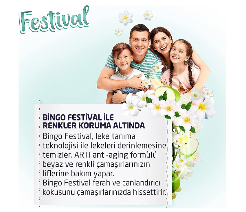 Bingo Matik Festival 12 kg Renkliler ve Beyazlar için Toz Deterjan