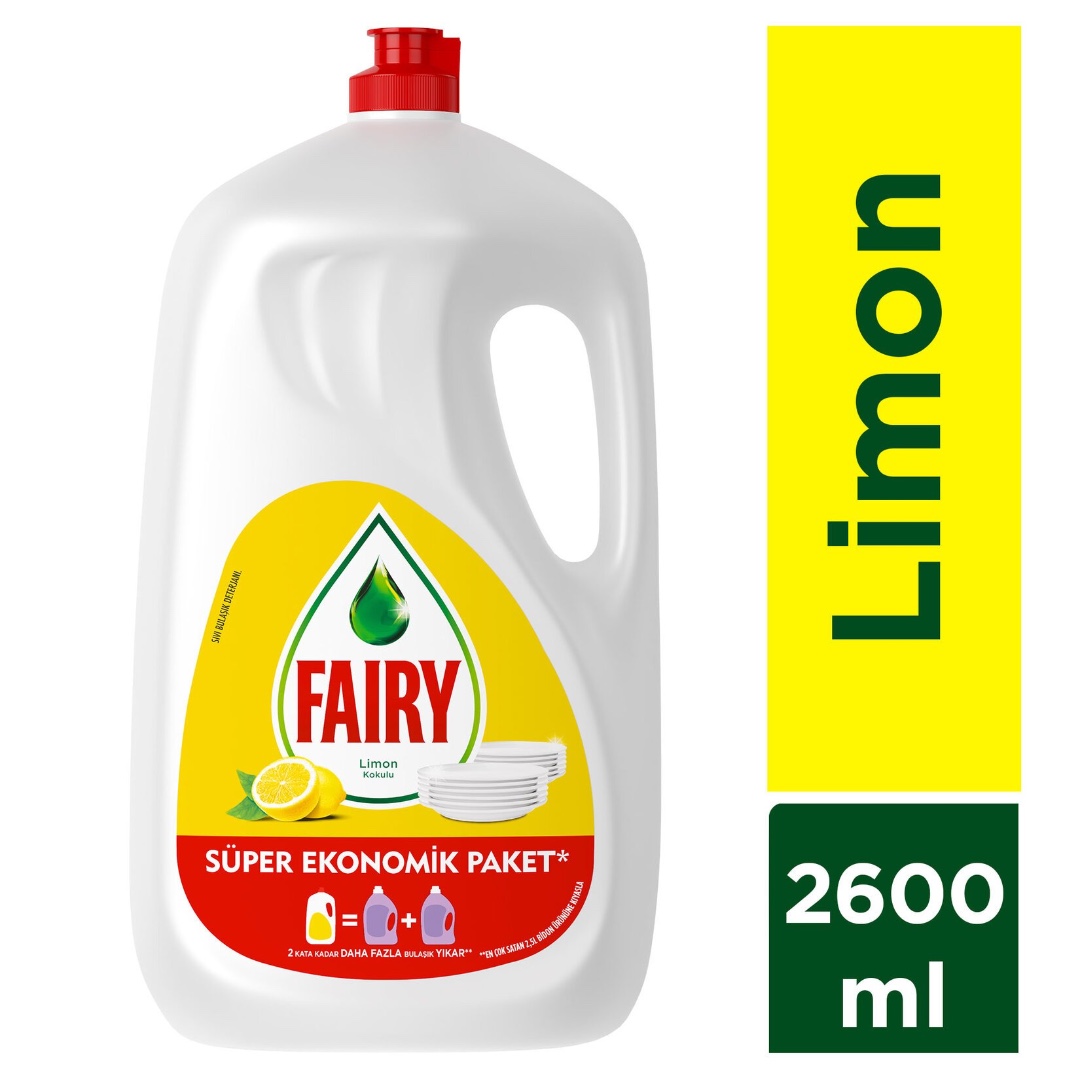 Fairy Sıvı Bulaşık Deterjanı Limon Kokulu Süper Ekonomik Paket 2.6 L